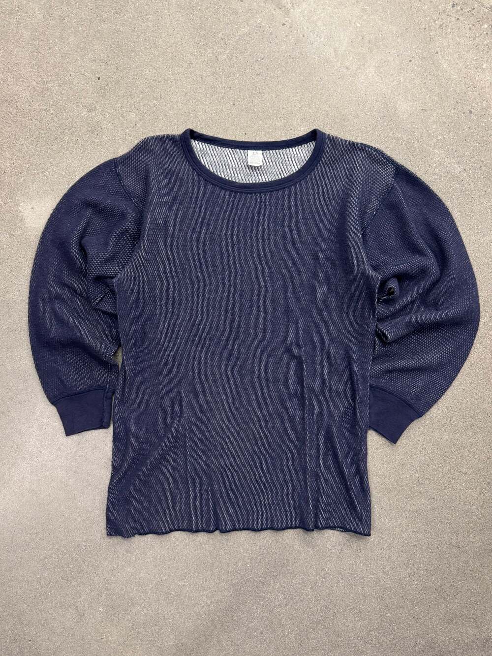 Vintage Morgan Mills Blank Waffle-Knit Long Sleeve Thermal Shirt - L